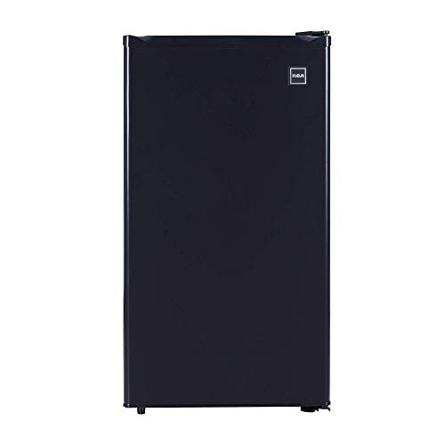 RCA RFR321-B-Black-COM RFR321 Single Mini Refrigerator-Freezer Compartment-Adjustable Thermostat Control-Reversible Doors-Ideal for Dorm, Office, RV, Garage, Apartment-Black Cubic Feet, 3.2 CU.FT