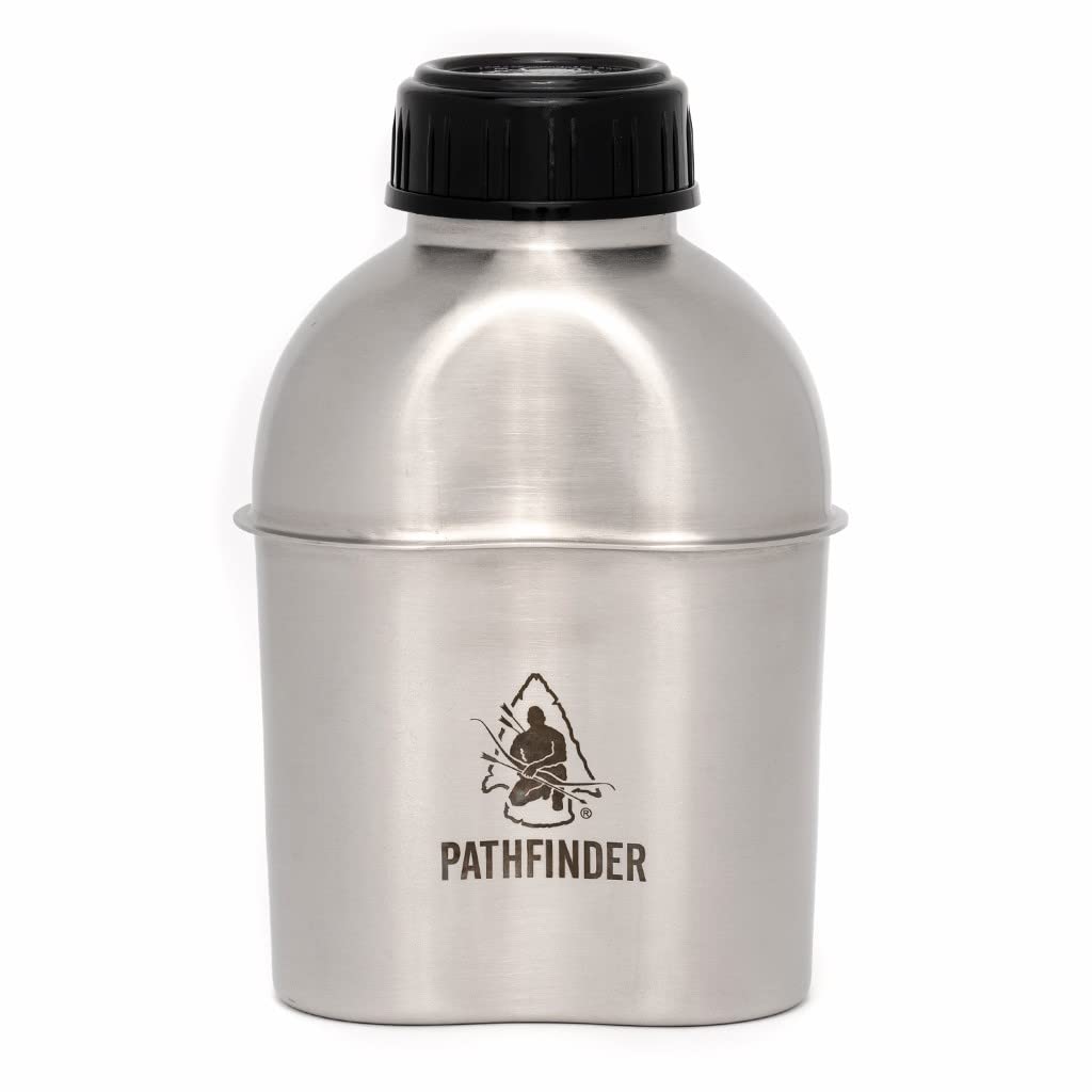 The Pathfinder School Metal Canteen Cooking Set - Survival Gear - Camping Essentials Mess Kit - Military Grade Outdoor Eating Kit - Hiking and Trail Cook Set