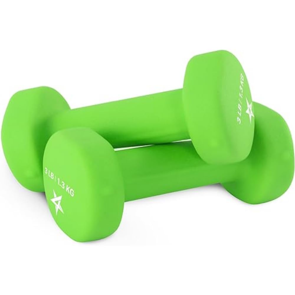 Yes4All 3 lbs Dumbbells Neoprene with Non Slip Grip – Great for Total Body Workout – Total Weight: 6 lbs (Set of 2)