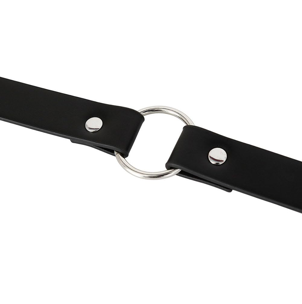 Mens Black Leather Armors Suspenders Shoulder Strap Body Chest Harness Chain Belt Adjustable Gay Punk Clubwear Costume