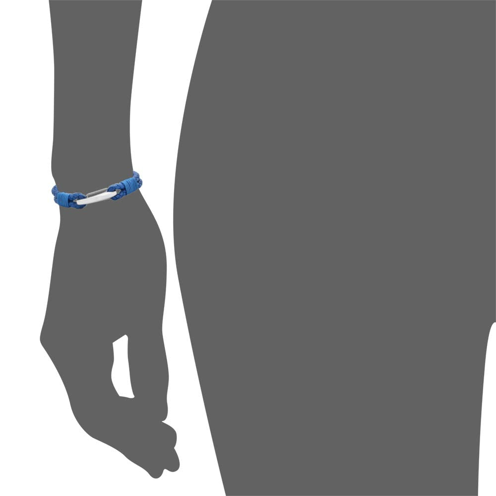 Edforce Braided Genuine Leather 2-Strand Cuff Bracelet with Stainless Steel Clasp (Blue)