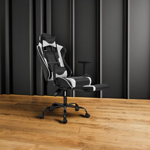 BestOffice Ergonomic Office, PC Gaming Desk Chair Executive PU Leather Computer Lumbar Support with Footrest Modern Task Rolling Swivel Chair for Women, Men(White)