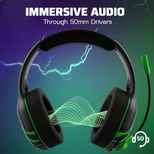 PDP AIRLITE Glow Pro Wireless Headset: Jolt Green - Xbox Series X|S, Xbox One, & Windows 10/11