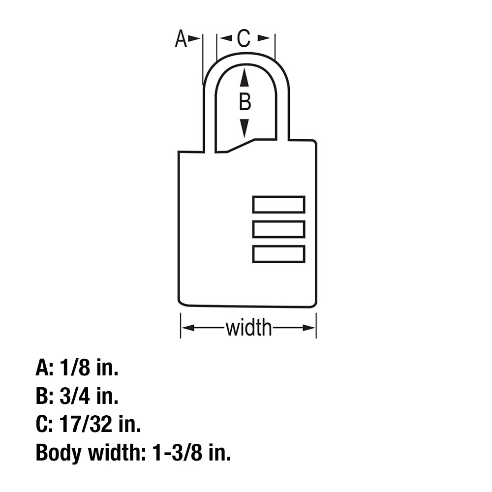 Master Lock 4684T Set Your Own Combination TSA Approved Luggage Lock, 1-3/8 in. Wide, Colors May Vary