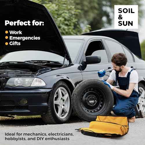 Soil & Sun Heavy Duty Tool Roll Bag Organizer - Travel roll up tool bag with 6 Zip Organizer Pouches - Compact Portable Tool Bags for Men, Contractors, Plumbers, Electricians - Man Gifts for Dad
