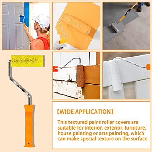 8 Pcs Textured Paint Roller Covers, 4 inch Medium Textured Foam Drywall Texture Paint Rollers, House Paint Roller Covers for Art Painting Walls Ceilings
