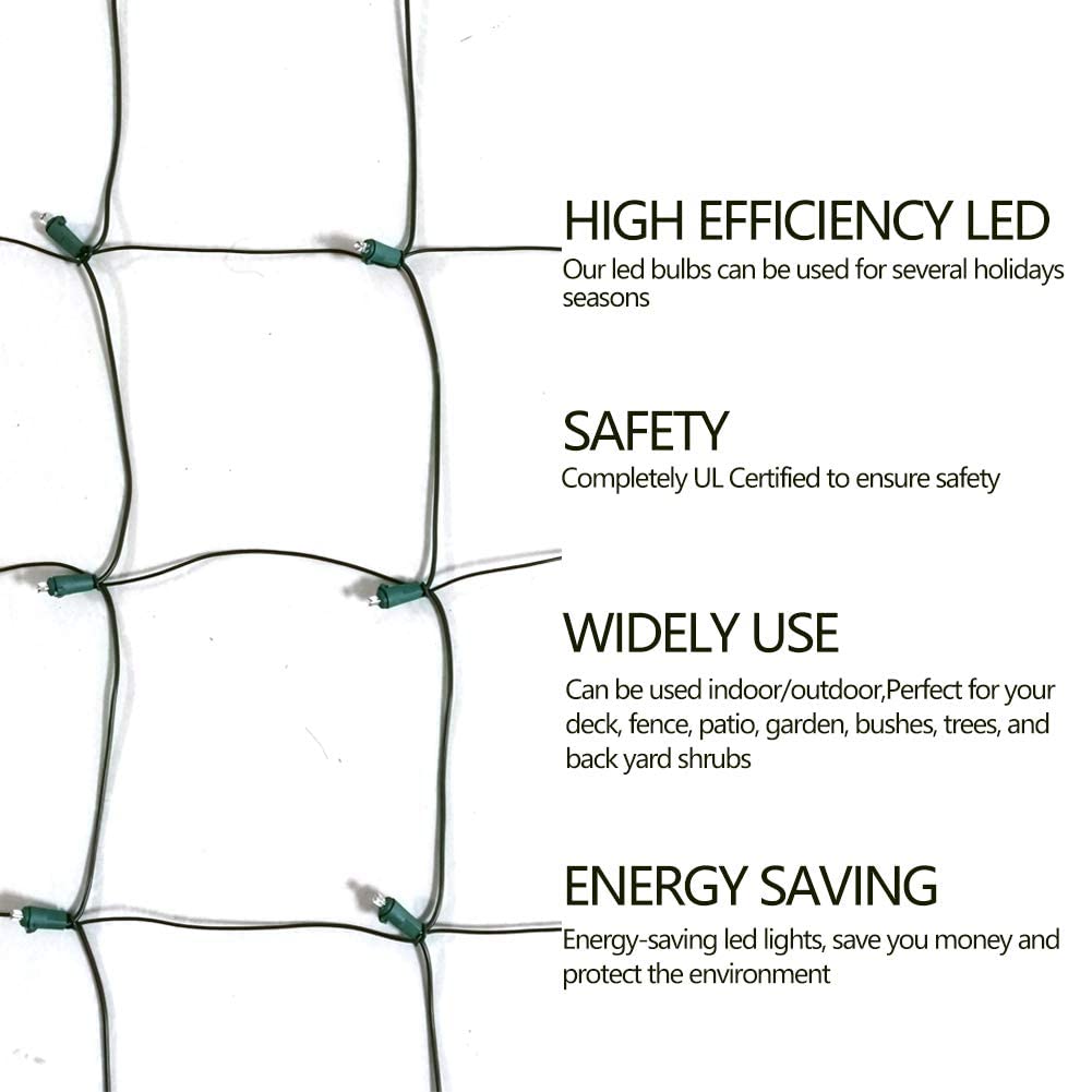 HISHINY Halloween Lights Outdoor,100LED 5ftx5ft Purple Net Lights with Connectable, Waterproof,UL Certified and Durable Green Wire Design for Bushes,Trees, Outdoor Indoor Party Decorations(Purple)