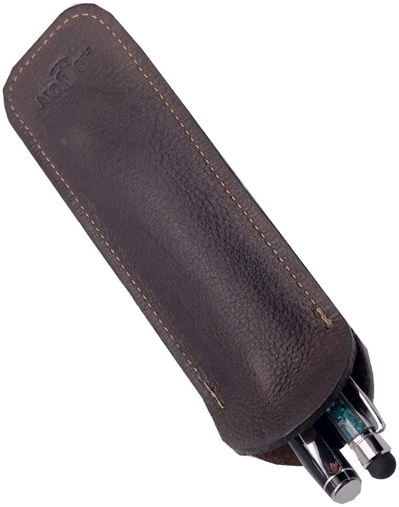 Aston Leather Pen Slip - Brown Double (Leather Pen/Pencil Holder Slip)