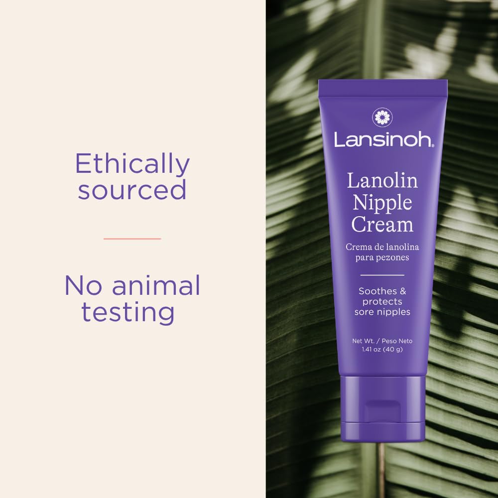 Lansinoh Lanolin Nipple Cream Safe for Breastfeeding Baby, 100% Natural Nipple Butter, Breastfeeding Essentials for Postpartum Moms, 1.41 Ounces