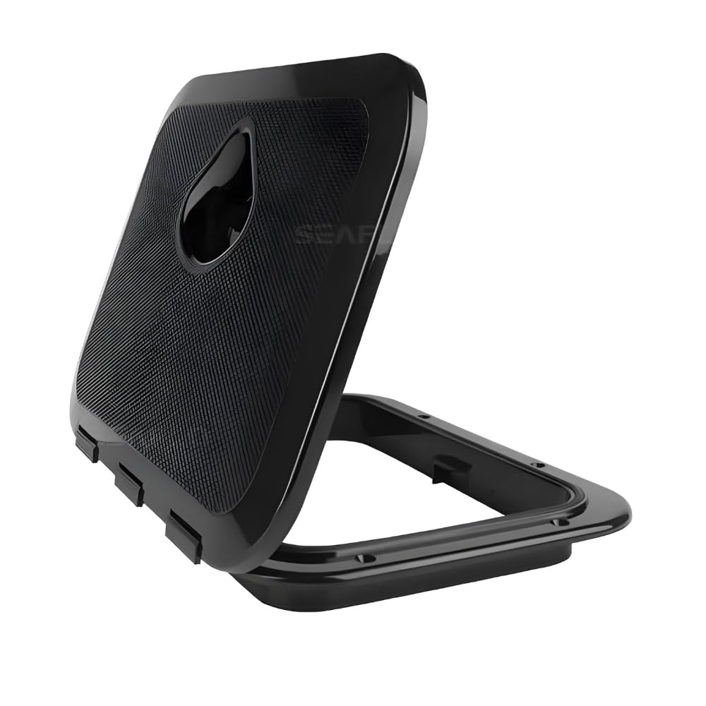 SEAFLO Marine Boat Deck Rectangular Access Hatch - 10.63" x 14.76" (270mm x 375mm) 180° Opening Lid, Non-Skid, Corrosion and UV Resistant, 4-Year Warranty! (Black, Standard)