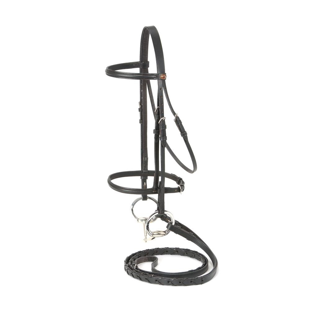 Silver Fox Raised Snaffle Bridle Black Cob