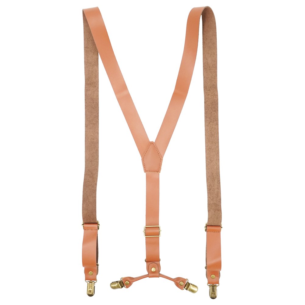 Lawevan 1 Inch Wide Suspenders for men,Soft Cattlehide Split Cow Leather,England Style, Y-shaped Adjustable 4 Braces Clips