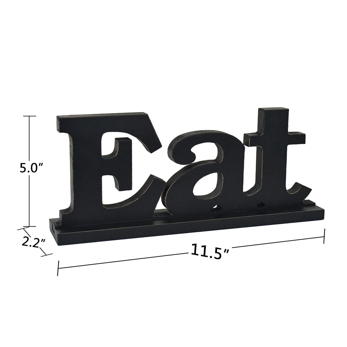 E-view Wooden Family Sign for Home Decor - Decorative Letters Tabletop Word Plaque Home Décor Accents (Eat)