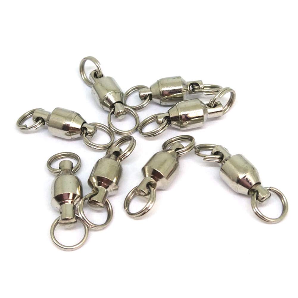 unclesportinfof 50pcs Ball Bearing Swivel Fishing Stainless Split Ring Fish Hooks Connectors for Saltwater 22LB (3#-0.79"/22LB- 50PCS)