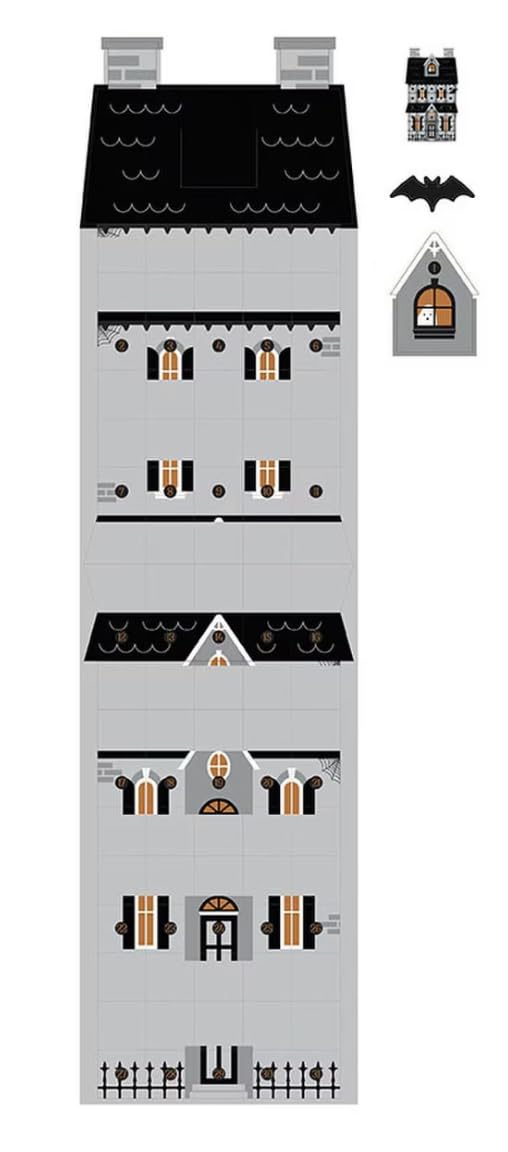 Riley Blake Frank and Friends Haunted House Countdown Felt Panel by My Mindâs Eye | Halloween Advent Calendar Sewing Kit | Preprinted Felt Panel 28 1/4" x 68 1/2" | Finished 16.5" x 30"