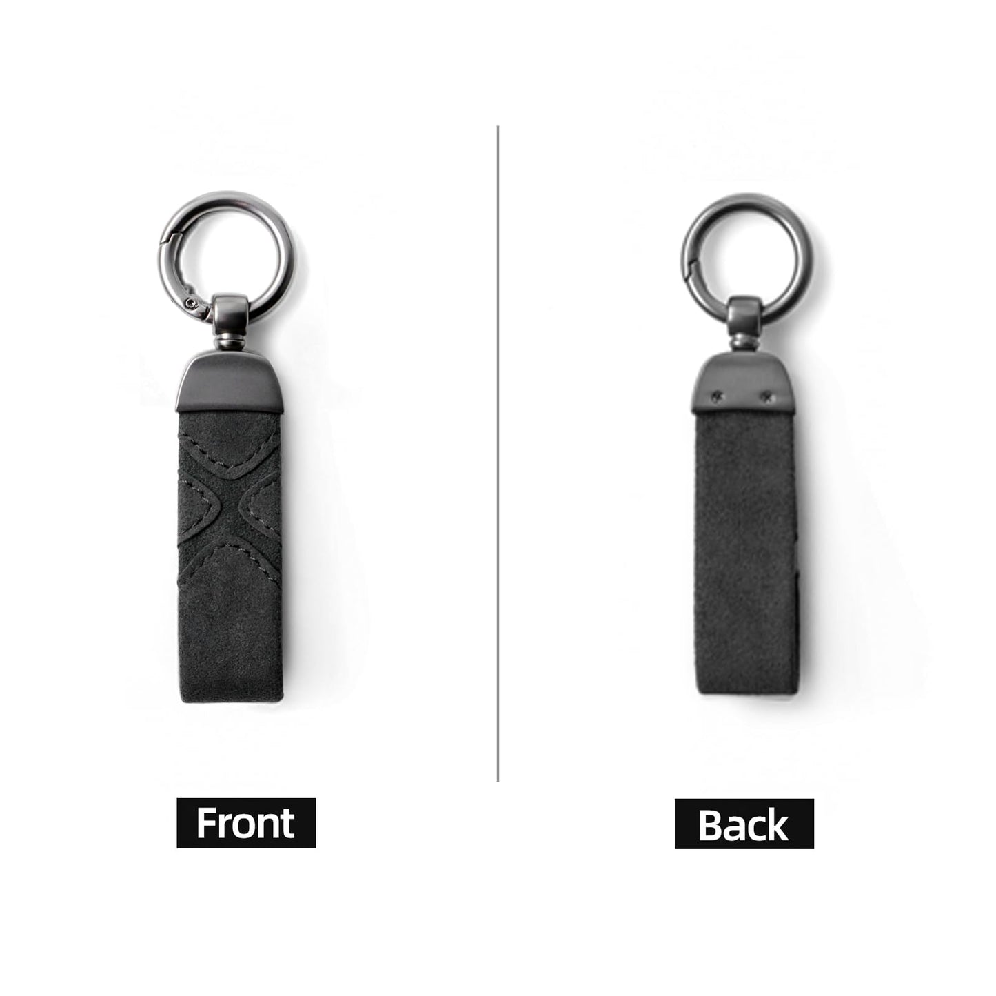 BETTERHUMZ Leather Suede Car Keychain,Key Chain Clip for Alcantara, Anti-Lost D-Ring for Men and Women Car Accessories (Suede, Black)