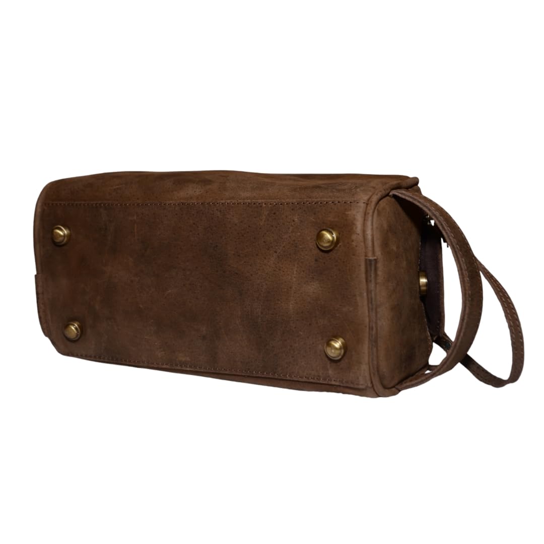 MILITARIA STUFFS Premium Buffalo Leather Unisex Toiletry Bag/Leather Travel Kit