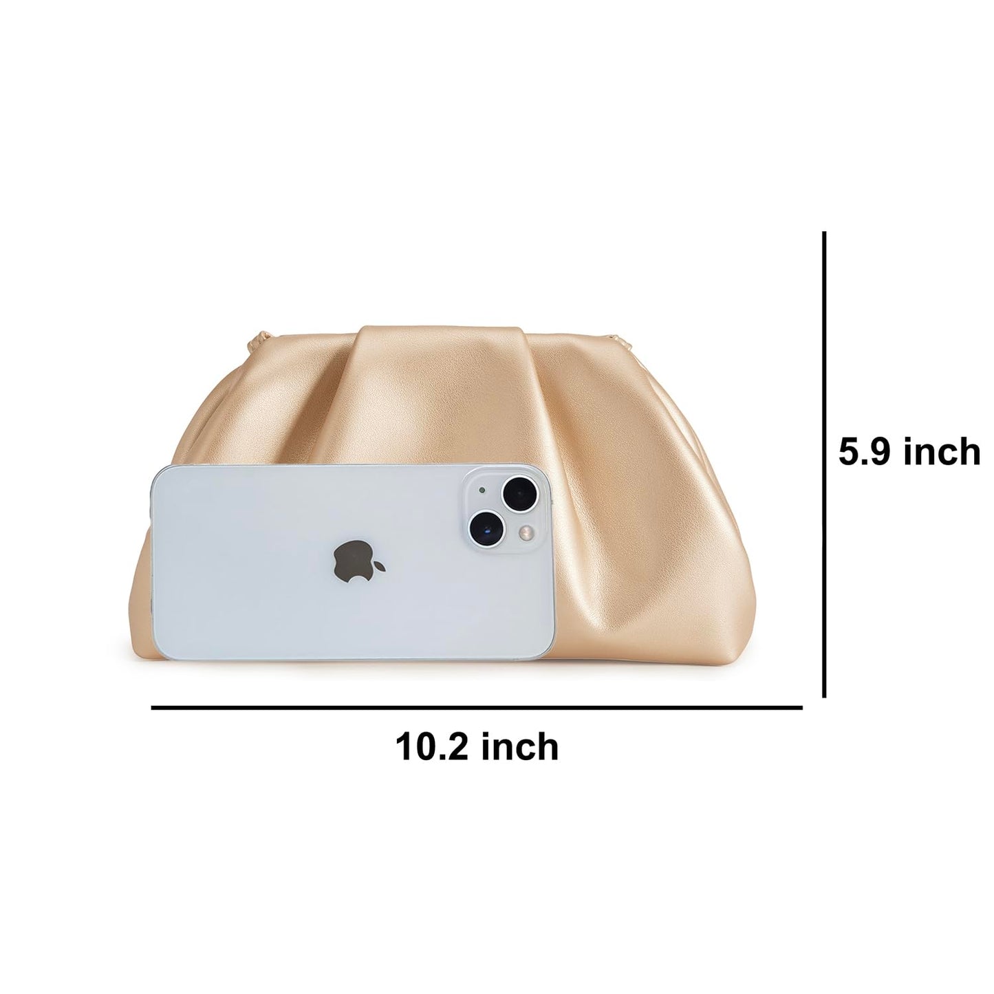 Huralona Dressy Pleated Evening Clutch Chic Soft Vegan Leather Purse Bag Pleated PU Ruched Handbag Adjustable for Women (Nude)