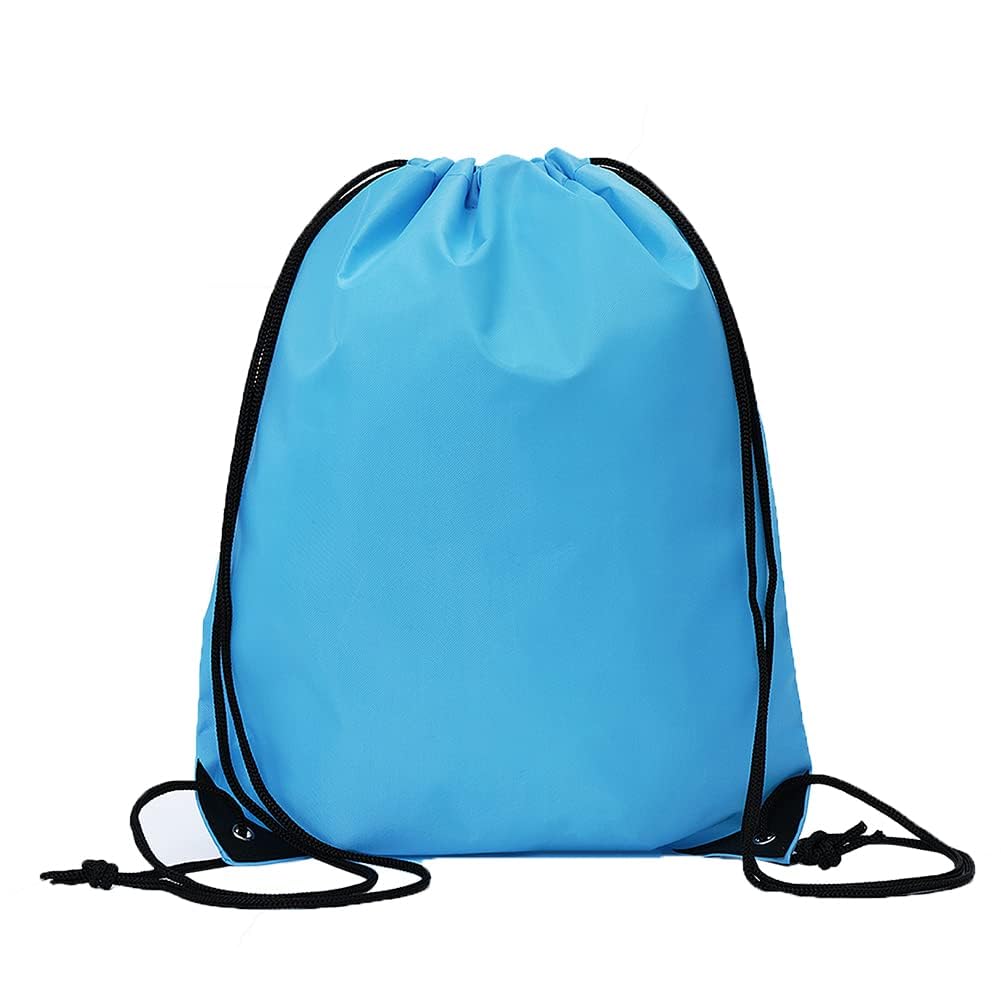 CODOBON 40 Pcs Drawstring Backpack Bulk Draw String Bags Cinch Polyester Bag for Gym Sport, Sky Blue