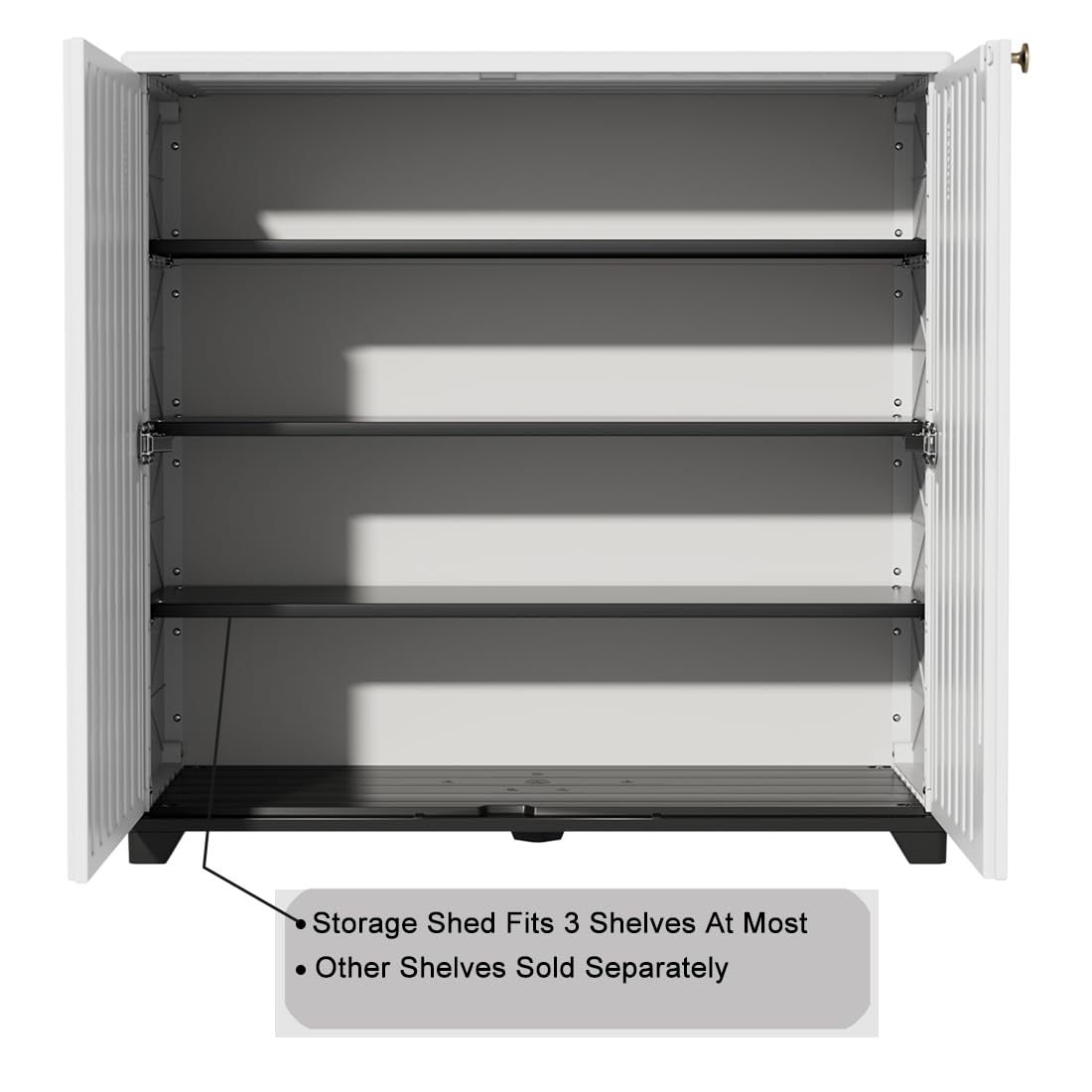KINYING Outdoor Storage Cabinet Waterproof, 60 Gallon Resin Outdoor Storage Shed for Patio/Garden/Backyard, Outdoor Storage Box for Cushions,Garden Tools and Pool Supplies(White with 1 Shelving)