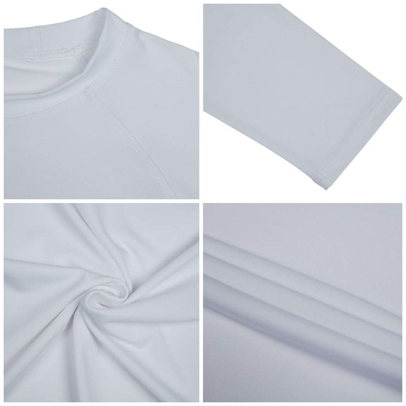 Men's Swim Shirts Rashguard Sun Shirt UPF 50+ UV Sun Protection Outdoor Long Sleeve T-Shirt Swimwear White L