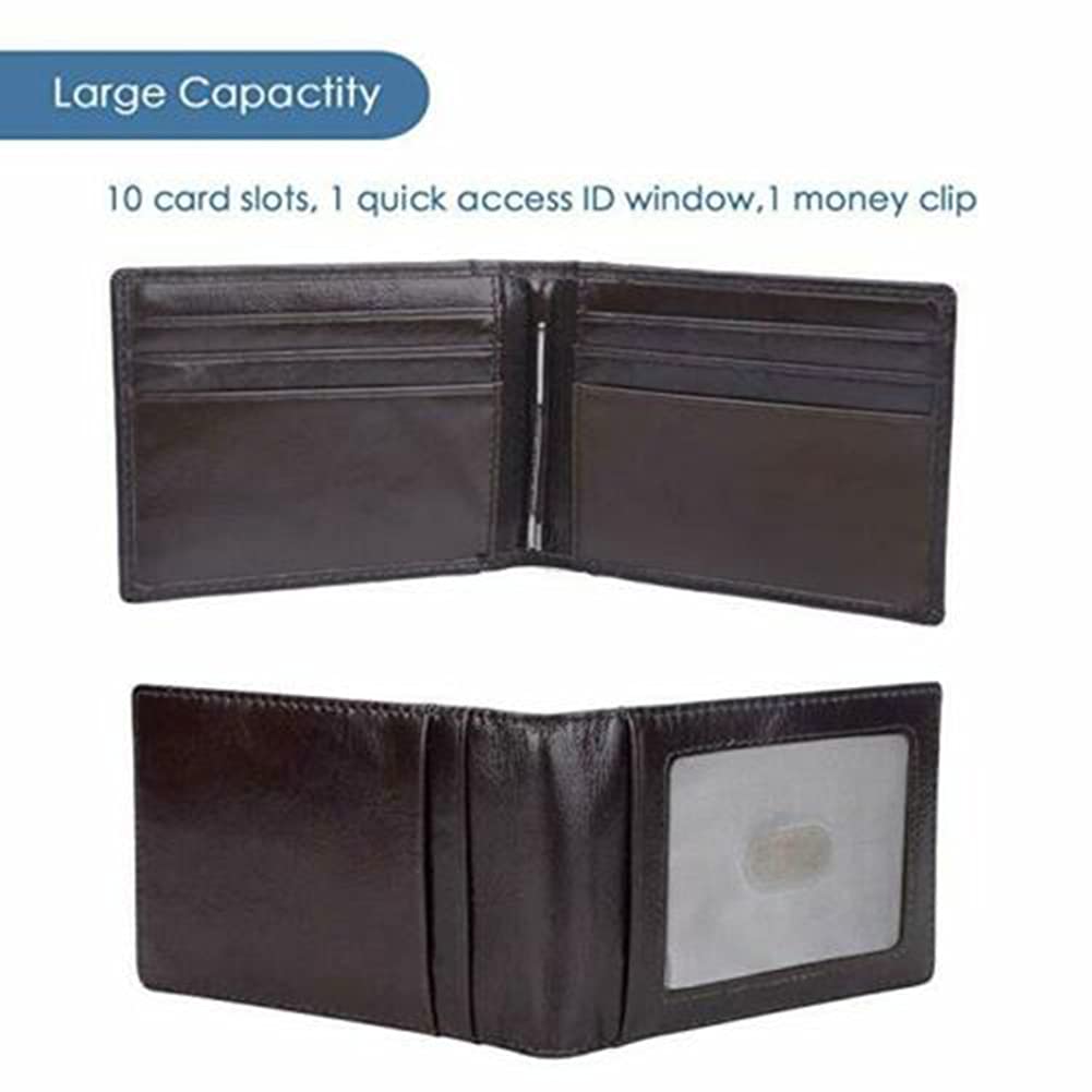 Rswsp RFID Men's Leather Slim Bifold Money Clip Wallet Front Pocket Credit Card Holder