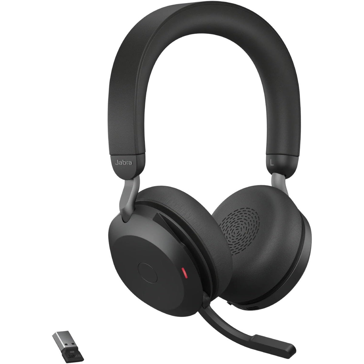 Jabra Evolve2 75 PC Wireless Headset with Charging Stand and 8-Mic Technology - Dual Foam Stereo Headphones with Advanced Active Noise Cancelling, USB-A Bluetooth Adapter and UC Compatibility - Black