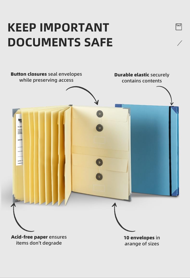 The Life Book Document Organizer - Binder for Important Documents, Document Organizer Foliofor Bills Checks Birth Certificates etc (Khaki)
