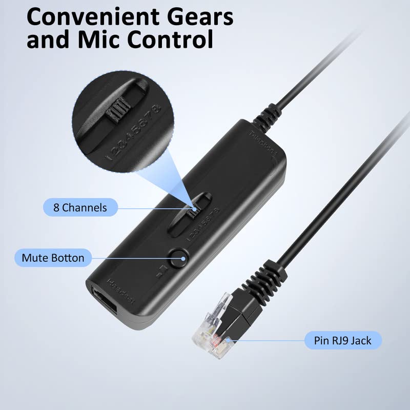 AGPTEK Hands-Free Call Center Noise Cancelling Corded Binaural Headset Headphone with 4-Pin RJ9 Crystal Head and Mic Microphone for Desk Phone - Telephone Counselling Services, Insurance, Hospitals