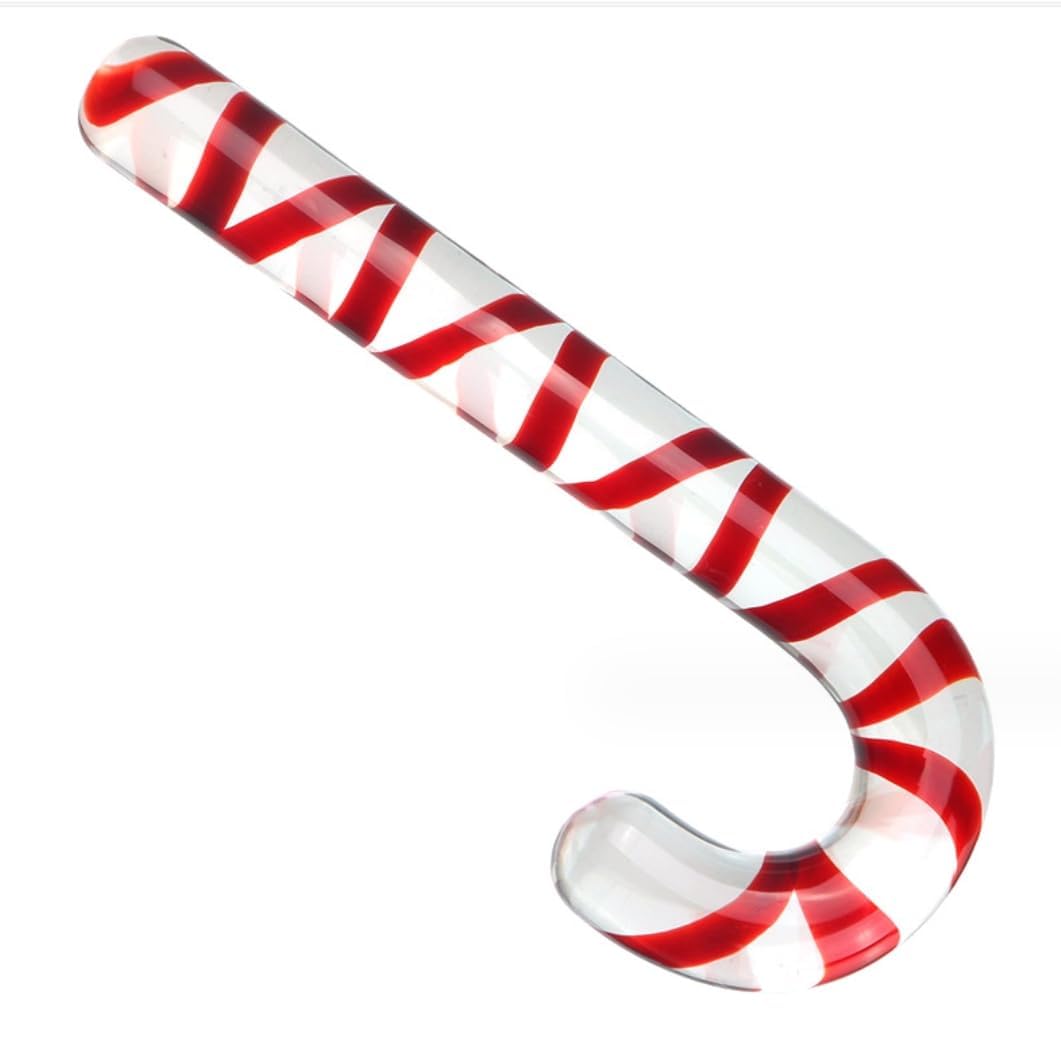 Glass Christmas Cane, Crystal Glass Candy Cane, Suitable for Christmas Tree Decoration DIY (17.5cm)
