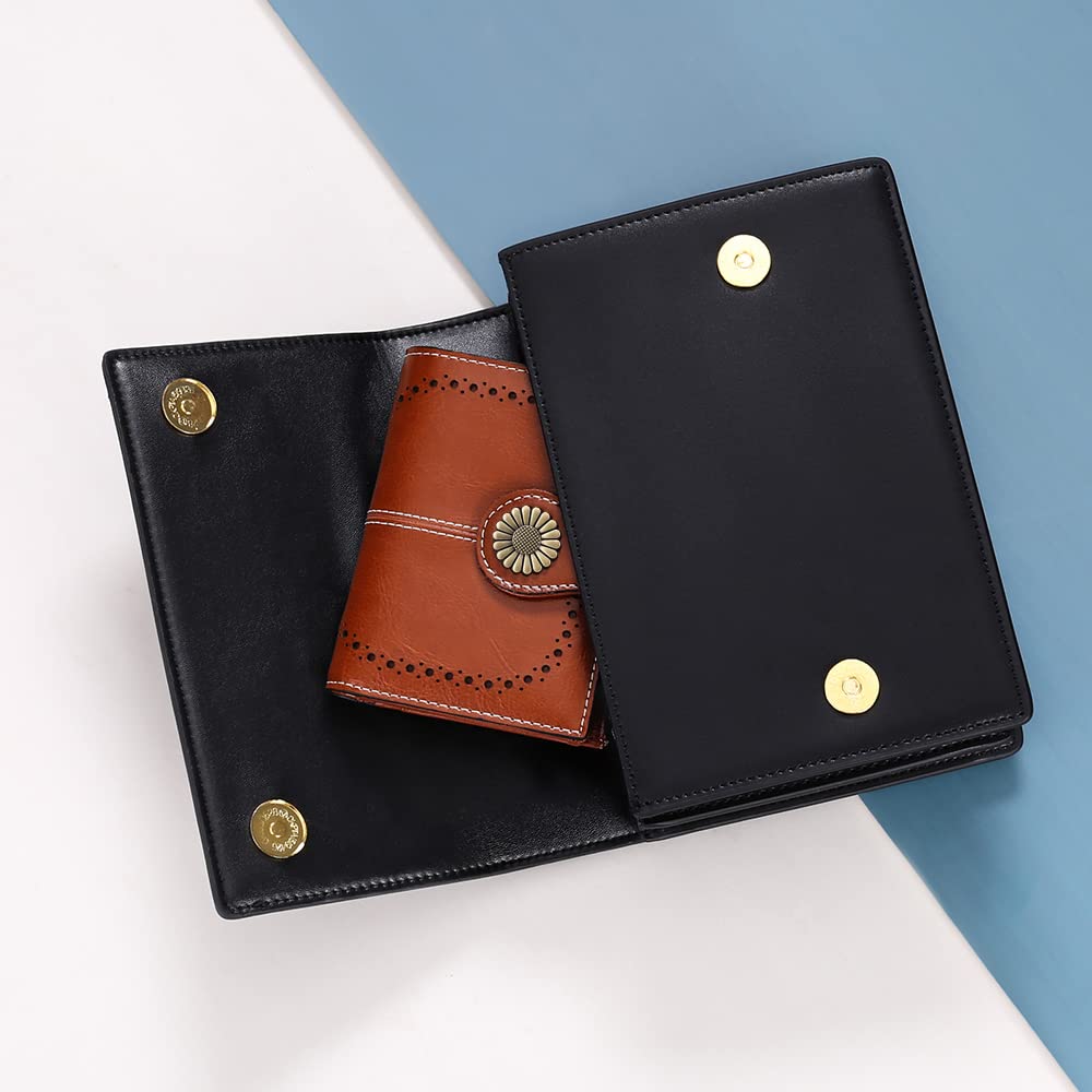 SENDEFN Small Womens Wallet Leather Bifold Card Holder RFID Blocking with Zipper Coin Pocket