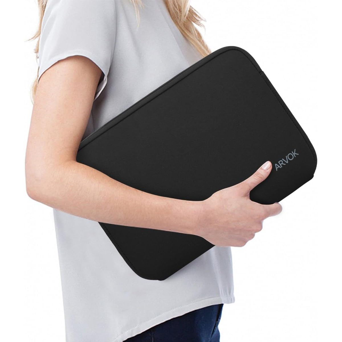 Arvok 11 11.6 12 Inch Laptop Sleeve Case for MacBook Air 12, Water-Resistant Neoprene Notebook Computer Tablet Sleeve, Carrying Bag Cover for Chromebook/HP/Dell/Lenovo/Asus/Acer, Black
