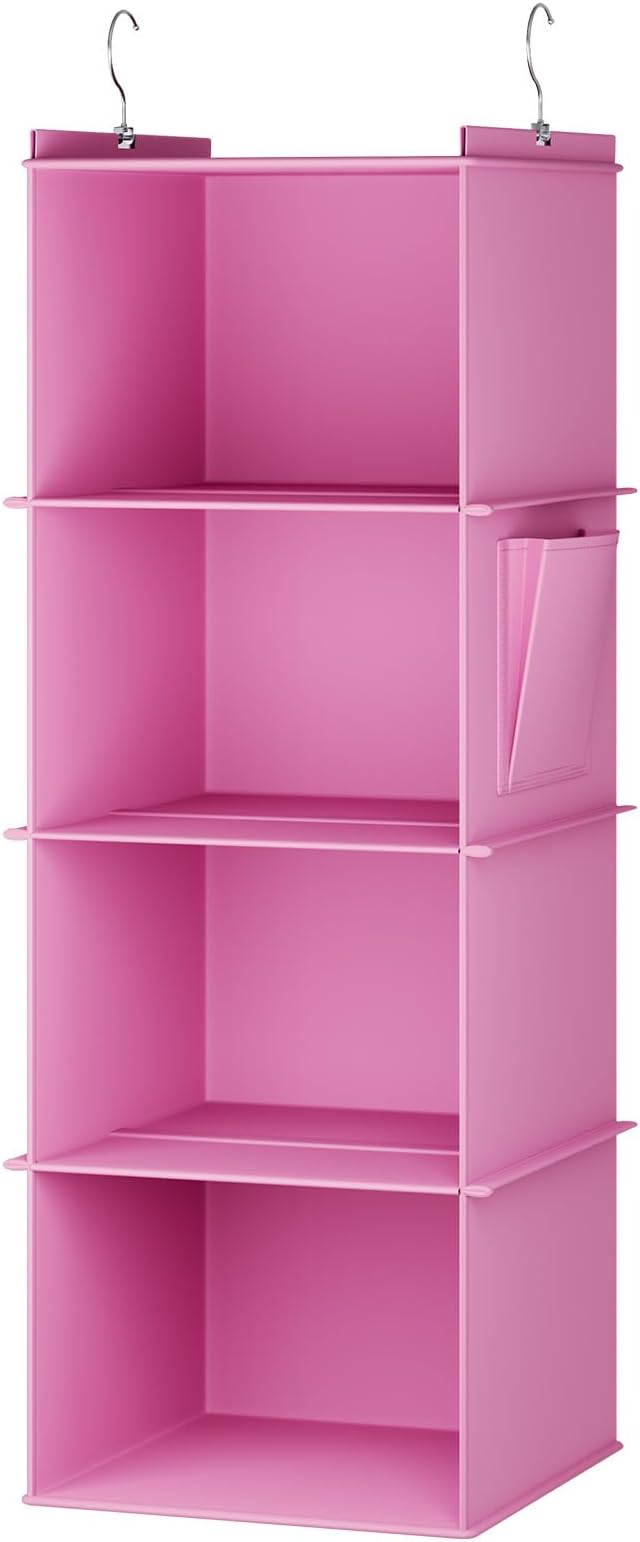 YOUDENOVA Hanging Closet Organizer, 4-Shelf Closet Hanging Storage Shelves