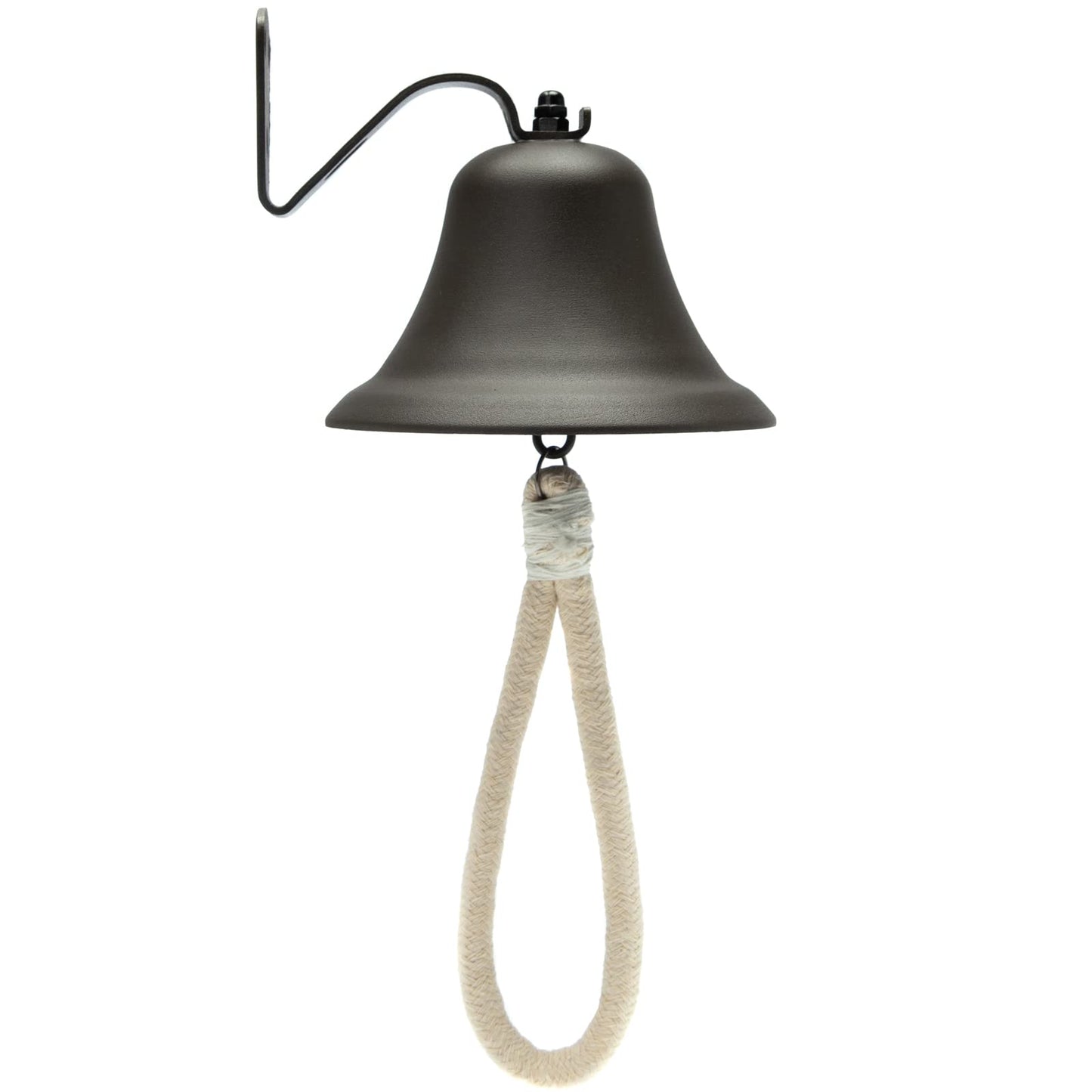 Black Hanging Dinner Bell with Outdoor Mount, Indoor Use, Nautical/Door/Church Design, Rope Included