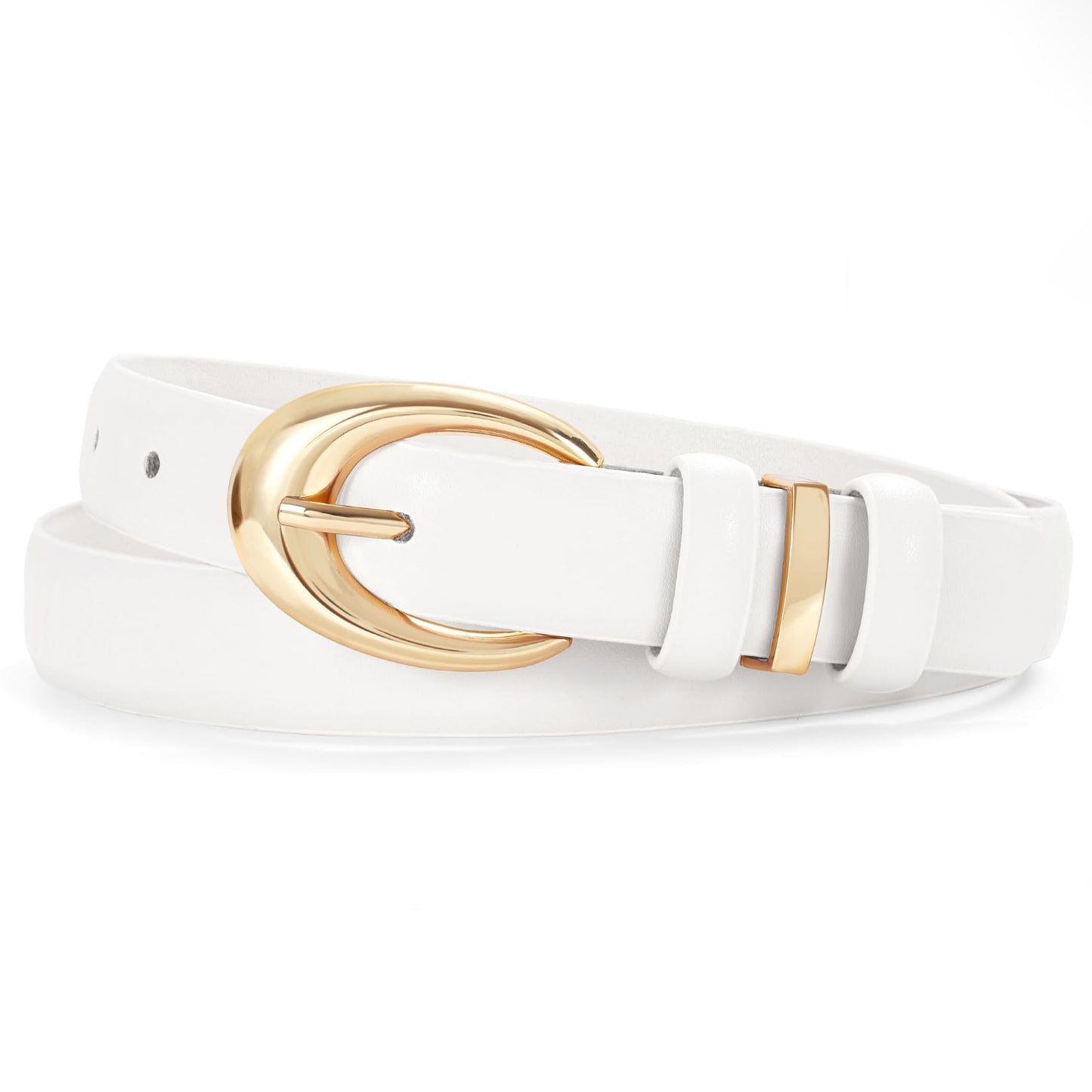 TRIWORKS Women Leather Belt for Jeans Pants Fashion Ladies Skinny Faux Leather Dress belt with Gold Buckle