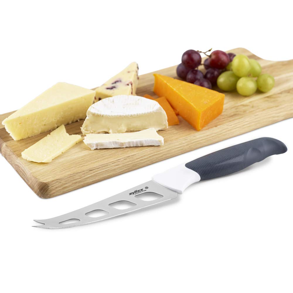 Zyliss Cheese Knife - Slicer & Cutter for Block Cheese - Carving Knife for Charcuterie Boards - Cheeseboard Handheld Slicer - Cutter & Slicing Tool - 4.5" - Gray & White