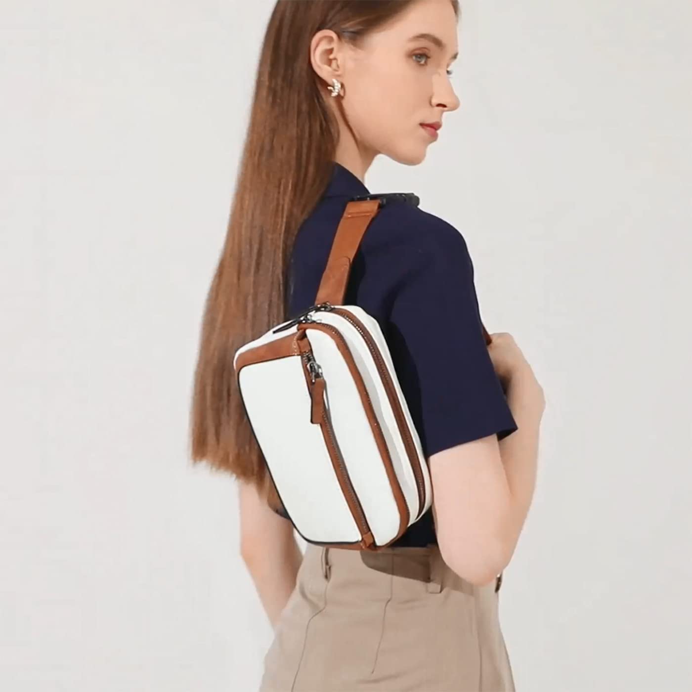 Fanny Packs for Women, Leather Vegan Belt Bag Crossbody Waist Bag Adjustable Strap, Large Fashion Everywhere Belt Bag, Black