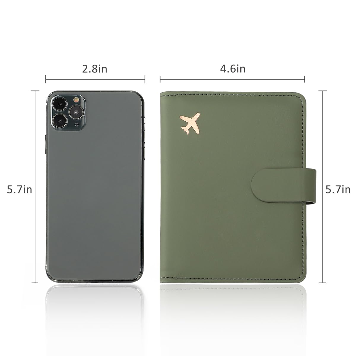 Melsbrinna Premium Leather Passport Holder Covers Case, Waterproof Rfid Blocking Travel Wallet Passport Holder with Pen Holder, Cute Passport Book for Women/Men (Simplicity, AE-Moss green)