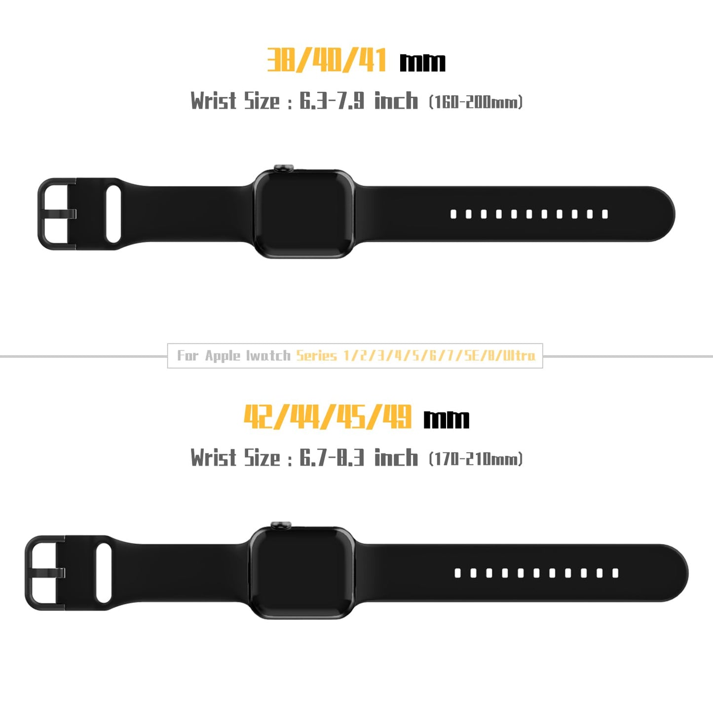Sport Band Compatible with Apple Watch Bands 49mm 46mm 45mm 44mm 42mm 41mm 40mm 38mm, Soft Silicone Replacement Strap with Classic Clasp for iWatch Series 11 10 9 8 7 6 5 4 3 2 1 SE Ultra Women Men