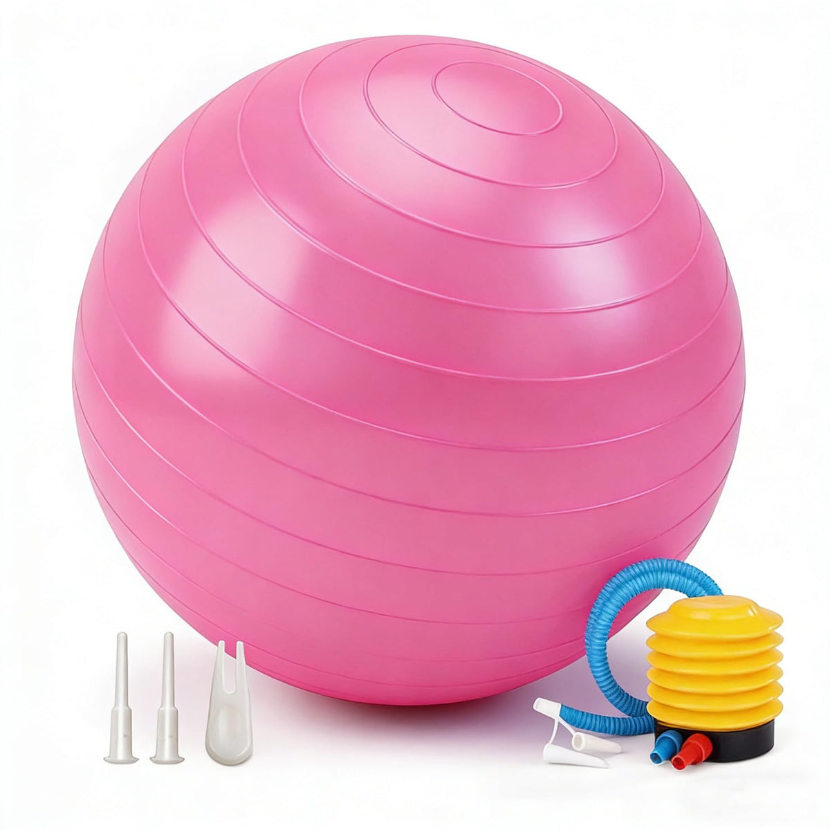 Yoga Exercise Ball, Balance Pregnancy Ball(25in /65cm) with Pump, Explosion-Proof Heavy Duty Swiss Balls for Fitness, Body Balance, and Physical Therapy, Posture Training/Pink