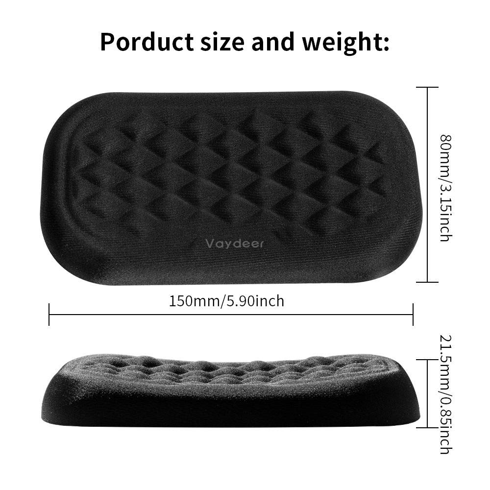 Vaydeer Mouse Wrist Rest Pad, Memory Foam Hand Rest Support Padded for Office, Computer, Laptop, Typing and Wrist Pain Relief and Repair (5.91 inch, Black)