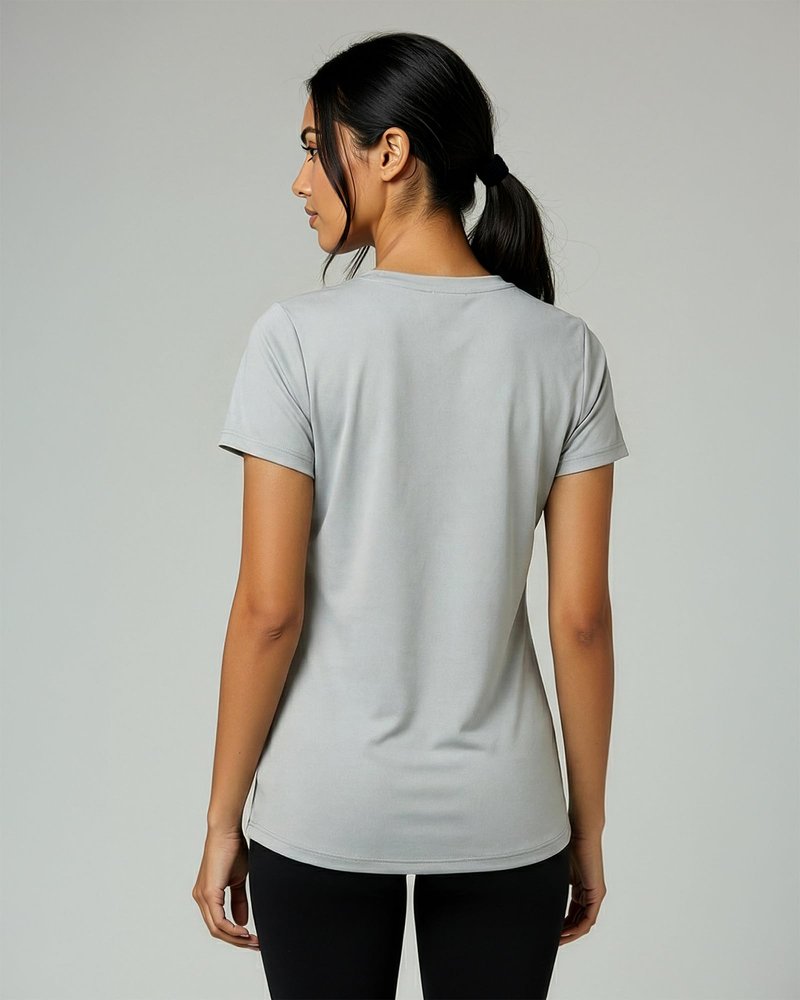 Real Essentials 5 Pack: Women's Dry-Fit Short Sleeve V Neck T Shirt Workout Fitness Yoga Top Tee, Set 12, XS