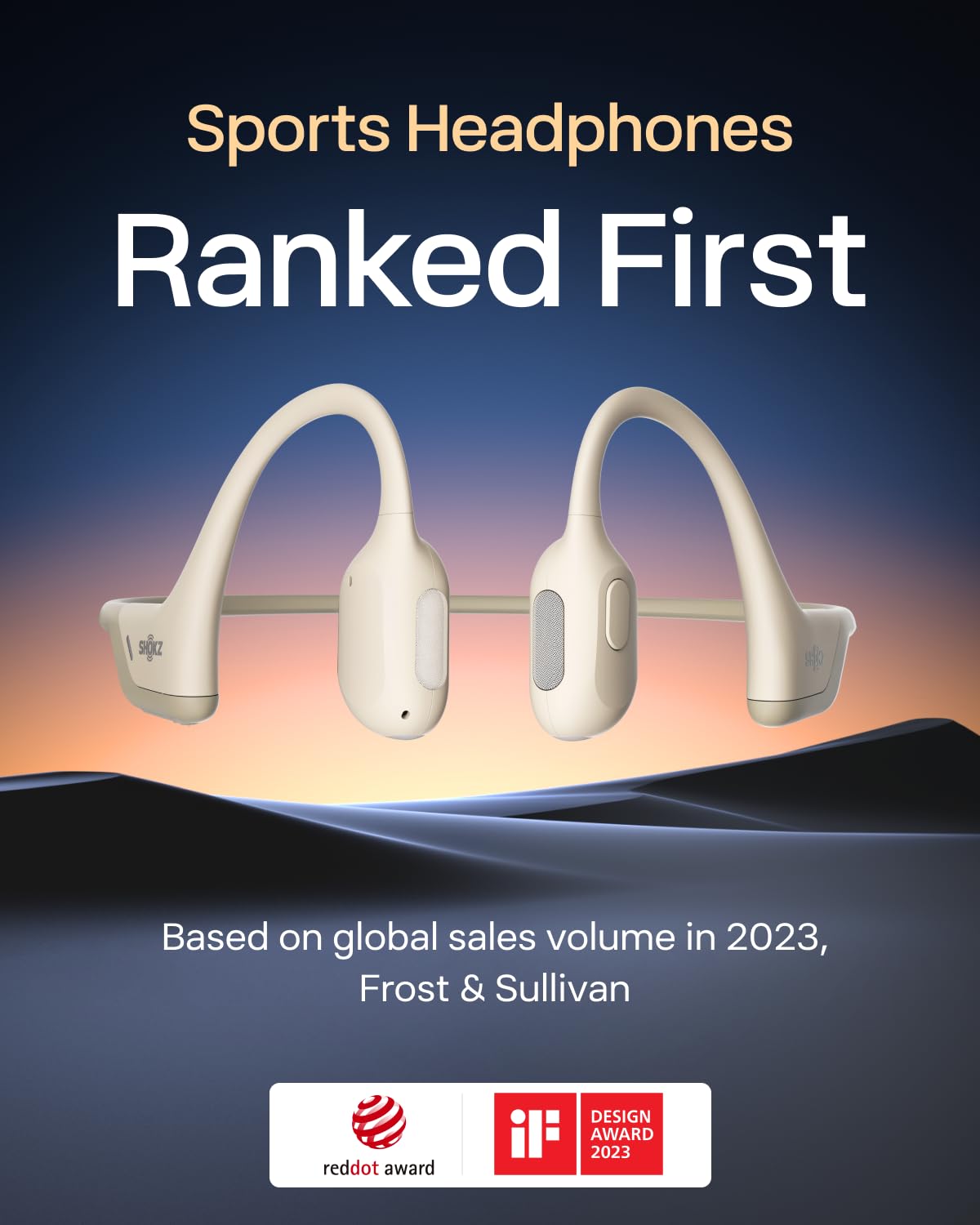 SHOKZ OpenRun Pro-Bone Conduction Headphones, Open-Ear Bluetooth Wireless Sport Headphones for Running and Workout, Sweat Resistant, Long Battery Life, Premium Deep Bass, Mic,with Hair Band, Beige