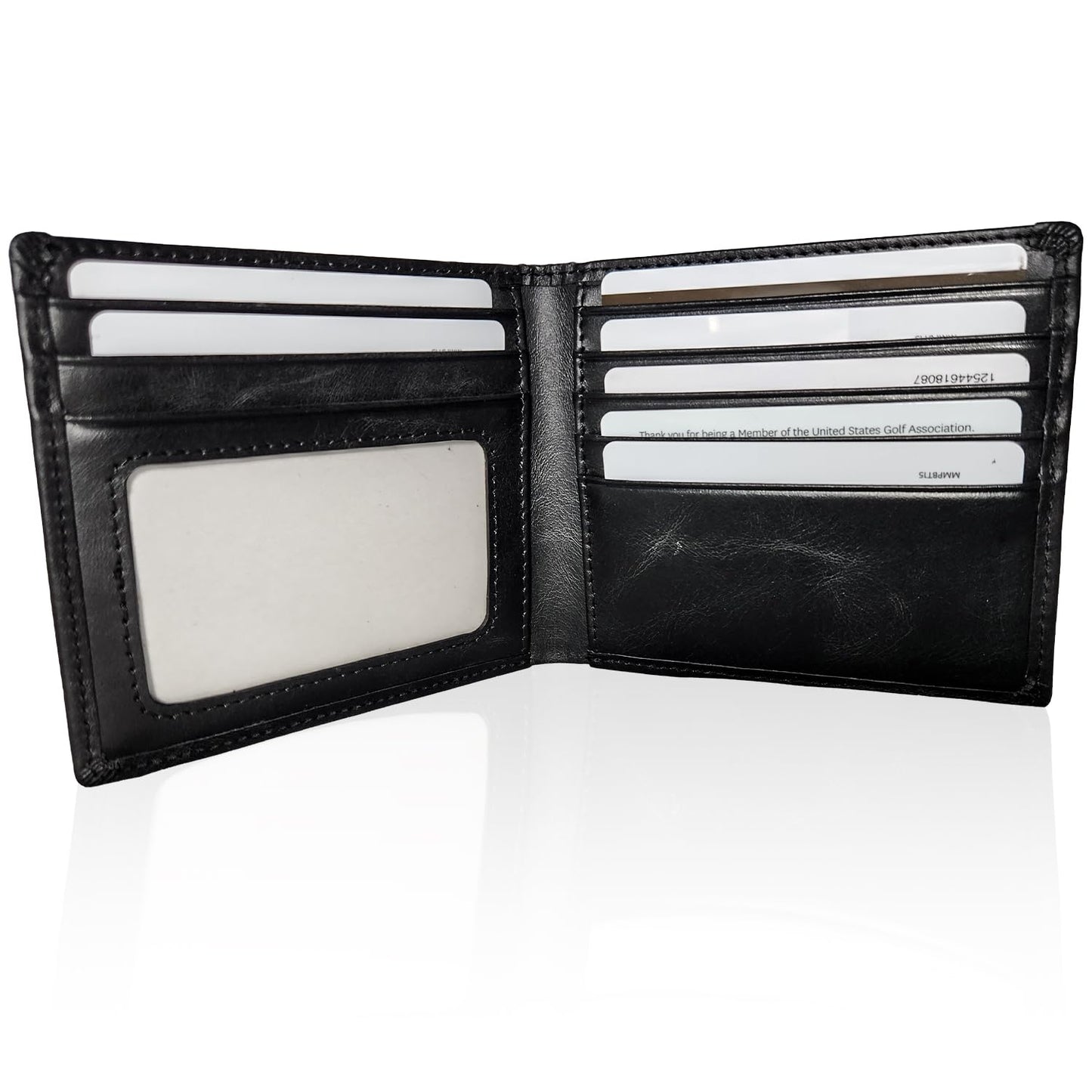 Large Wallet for Men with 7 slots for credit cards and 1 ID Window. Oversized Slim Design to fit in your pocket, Not Bulky. Bifold Wallet Organizer. Quality Leather. 4 1/4 in X 4 in