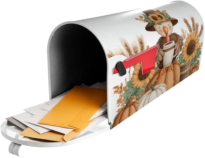 DADABULIU Mailbox Covers Thanksgiving Turkey Pumpkin Fall Magnetic Letter Post Box Cover Standard Size 21 x 18 Inch Garden Yard Home Decorative