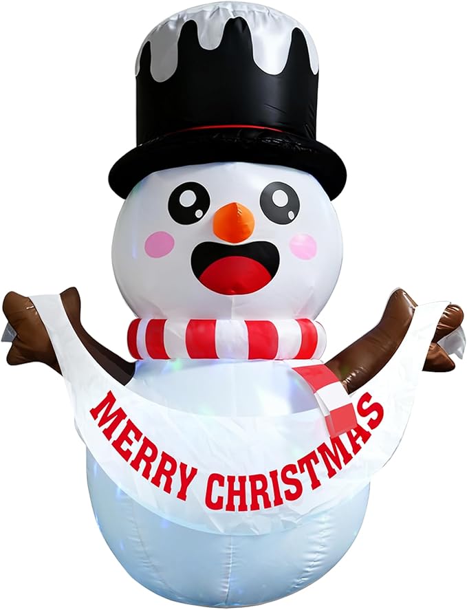 Christmas Inflatable Snowman, 5FT Window Decor Outdoor Indoor Blow Up, Build-in LED Xmas Yard Decor for Inflatable Outdoor Decoration(Christmas Inflatable Snowman)