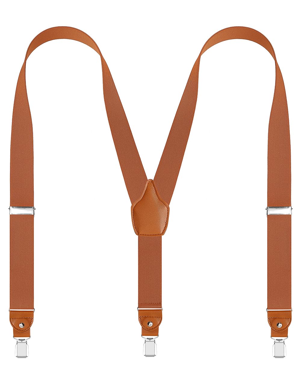 DEOBOX Men's Suspenders Elastic Adjustable Y-Back Costume with Strong Clips Brown 43"