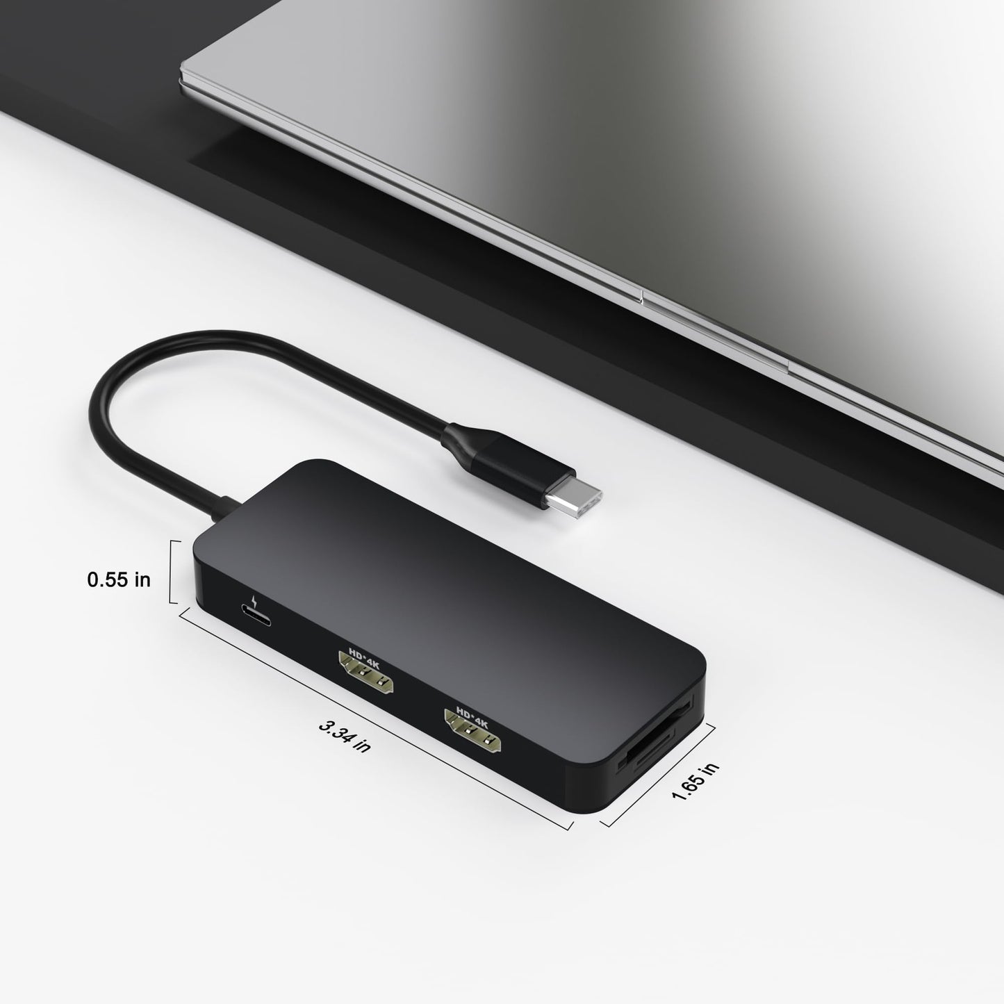 Laptop Docking Station Dual Monitor for Dell/HP/Lenovo/Mac, HDMI Splitter for Dual Monitors Extended Display, Dual Monitor Adapter 4K@60hz, USB C Docking Station for Laptop with HDMI/USB/PD/SD/TF