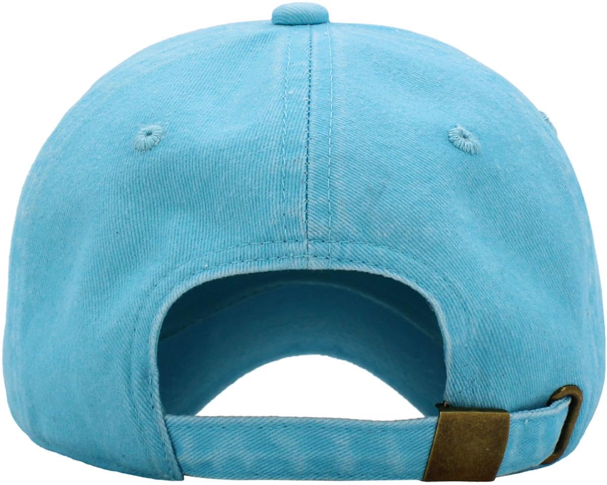 KB-PG-Low Washed Baby Blue Original Classic Low Profile Cotton Hat Men Women Baseball Cap Dad Hat Adjustable Unconstructed Plain Cap