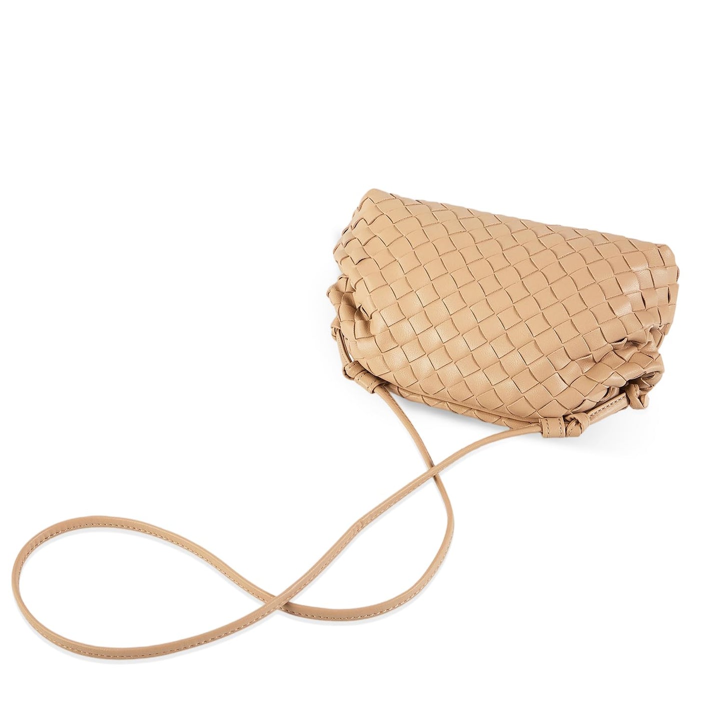 Huralona Dressy Pleated Vegan Leather Clutch Purse Woven Soft Cloud Dumpling Clutch Bag for Women PU Evening Purse Handbag (Nude)